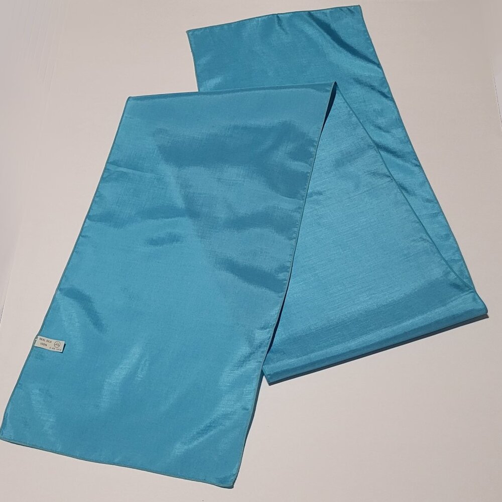 Turquoise Blue Pure Silk Scarf